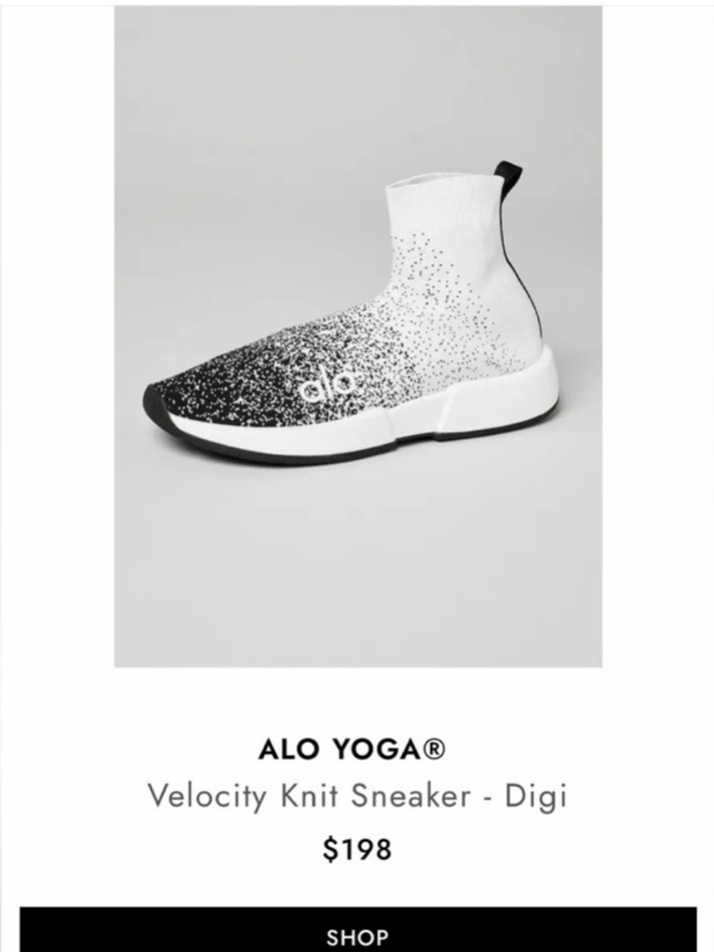 ALO Yoga Velocity Knit Sneaker - Black & White Digi Fade
